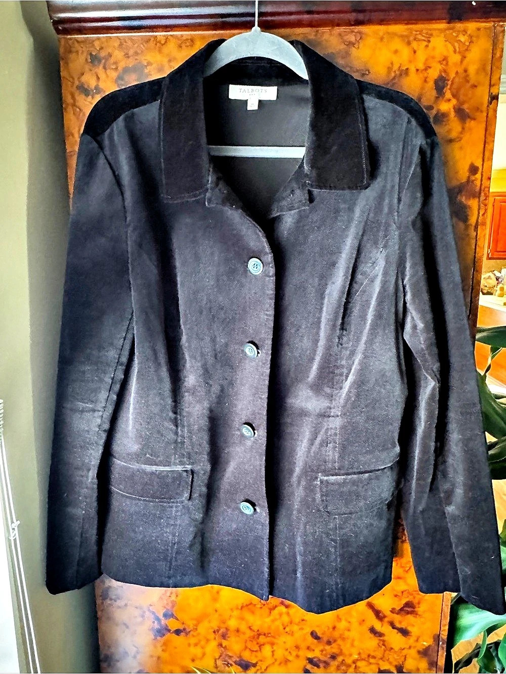 Talbots Black Velvet Blazer Size 16